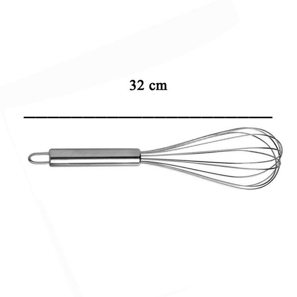 Imagem de Batedor Fouet Manual Misturador Ovos Clara em Neve Massas Bolo Fue Regulavel Aço Inox Profissional Confeitaria Cozinha