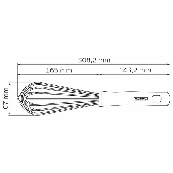 Imagem de Batedor Manual Profissional em Inox com Cabo em Polipropileno Branco 30cm - Tramontina