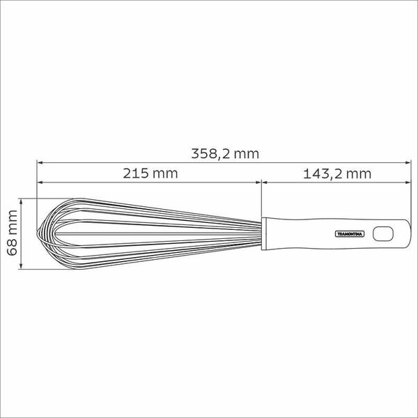 Imagem de Batedor manual tramontina profissional em aço inox com cabo em polipropileno branco 35 cm