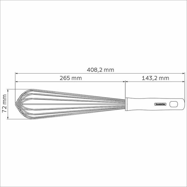 Imagem de Batedor manual tramontina profissional em aço inox com cabo em polipropileno branco 40 cm