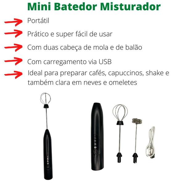 Imagem de Batedor Misturador Bebidas/Ovos Portátil Elétrico Bateria