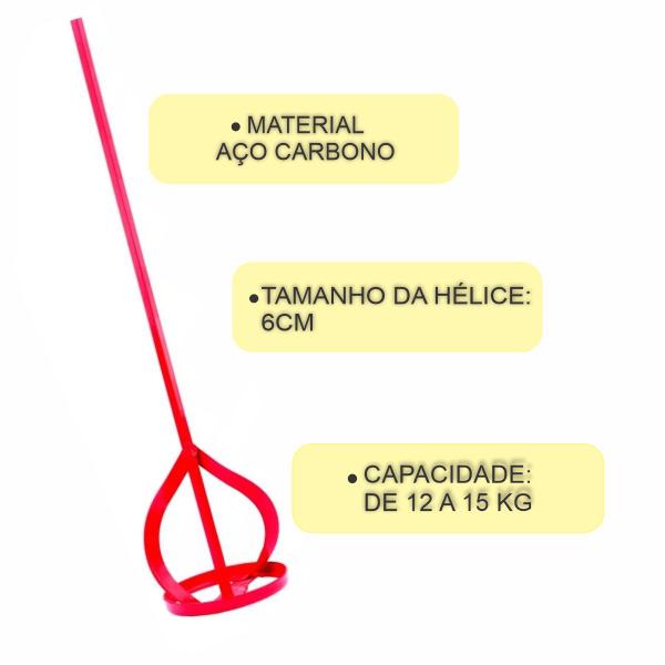 Imagem de Batedor Misturador De Tinta Massa Argamassa Para Furadeira Ferramenta