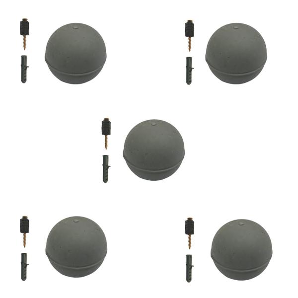 Batedor Porta Bola Borracha Batente Amortecedor Cinza com 5 - P&J Imagem de Batedor Porta Bola Borracha Batente Amortecedor Cinza com 5