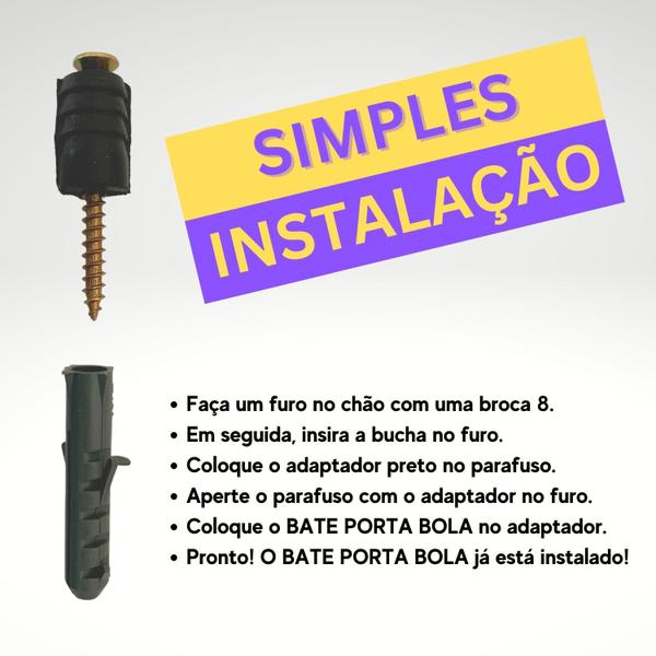 Batedor Porta Bola Borracha Batente Amortecedor Cinza com 5 - P&J Imagem de Batedor Porta Bola Borracha Batente Amortecedor Cinza com 5