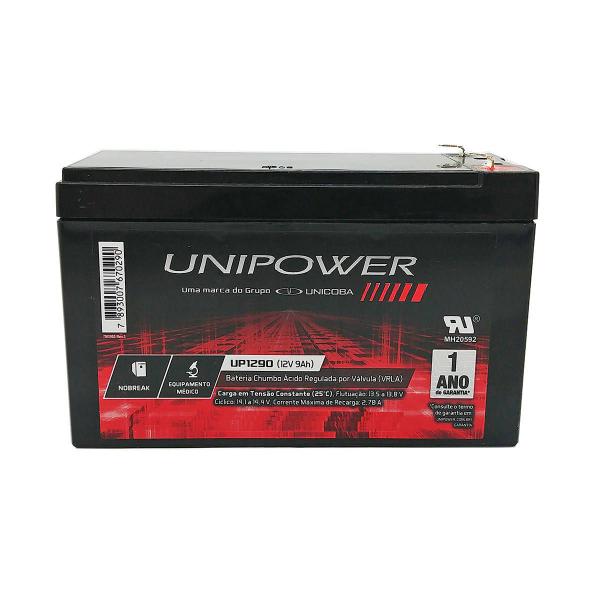 Imagem de Bateria 12V 9Ah Selada para Nobreaks Alarmes e Sistemas de Segurança Unicoba Unipower UP1290