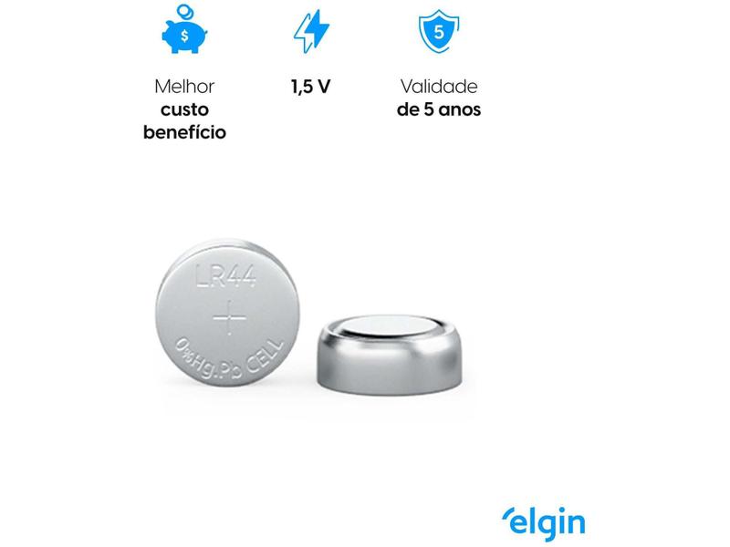 Imagem de Bateria 1,5V Alcalina Elgin LR44 10 Unidades