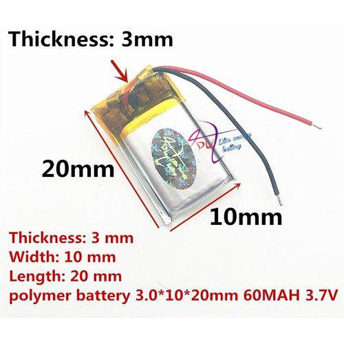 Imagem de Bateria 3,7v 60mah Com 3mm X 10mm X 20mm