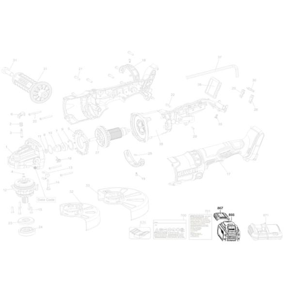 Imagem de Bateria 6Ah 60V DCB606-B3 Compatível com Esmerilhadeira DeWalt DCG414-B2 Tipo 3