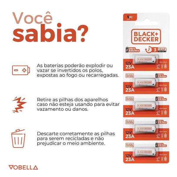 Imagem de Bateria Alcalina 23A 12V Blister Com 5 Unidades Black+Decker