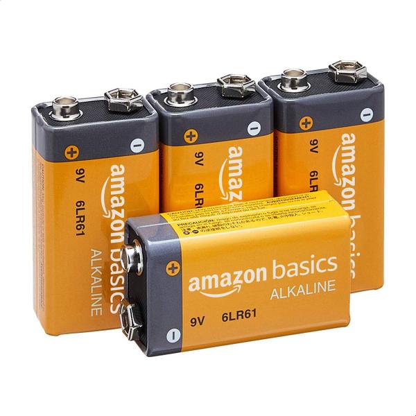 Imagem de Bateria Amazon Basics 9V alcalina com vida útil de 5 anos (pacote com 4)