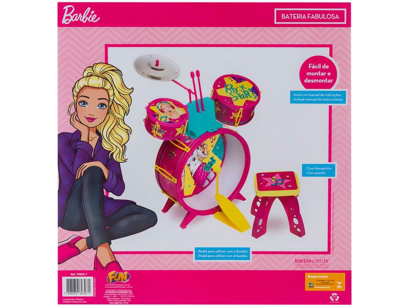 Bateria de Brinquedo Barbie Fabulosa - Fun Imagem de Bateria de Brinquedo Barbie Fabulosa