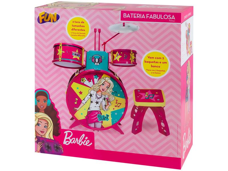 Bateria de Brinquedo Barbie Fabulosa - Fun Imagem de Bateria de Brinquedo Barbie Fabulosa