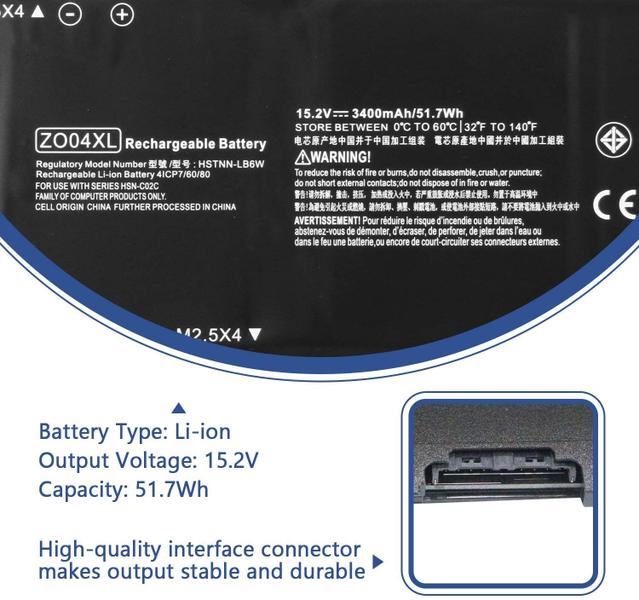 Imagem de Bateria de laptop ANTIEE ZO04XL para HP ZBook Studio G3 G4 64Wh