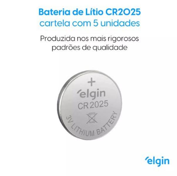 Imagem de Bateria de Litio CR2025 Cartela com 5 unidades - Elgin