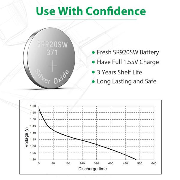 Imagem de Bateria de Relógio SR920SW (LiCB 371) 1,55V - Pacote com 10 Unidades