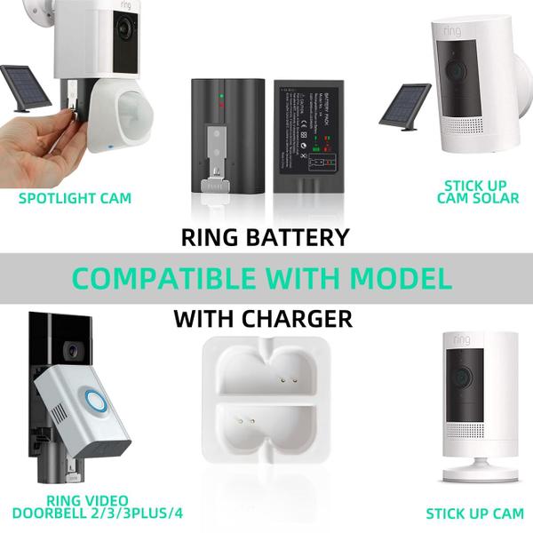 Imagem de Bateria de reposição, pacote com 2 unidades de 6040mAh com carregador para campainha circular