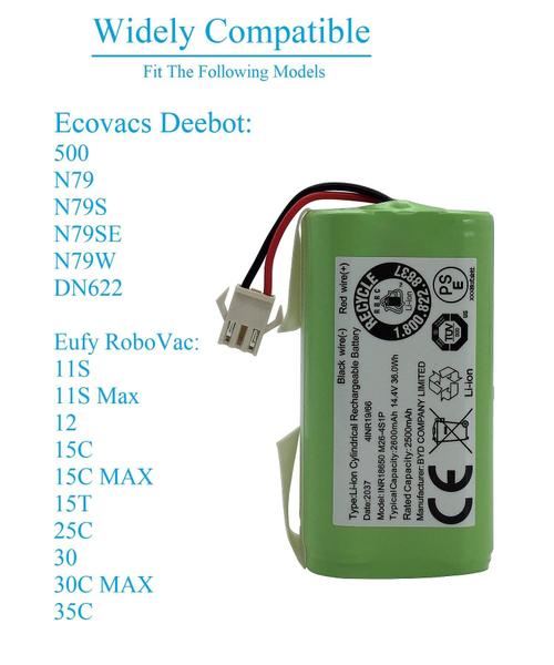 Imagem de Bateria de substituição para aspiradores robôs, com 2600mAh, 14.4v