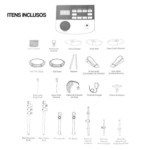 Imagem de Bateria Eletrônica 7 Pads Midi Usb 165 Timbres Para Adultos E Crianças Mxt Md200c