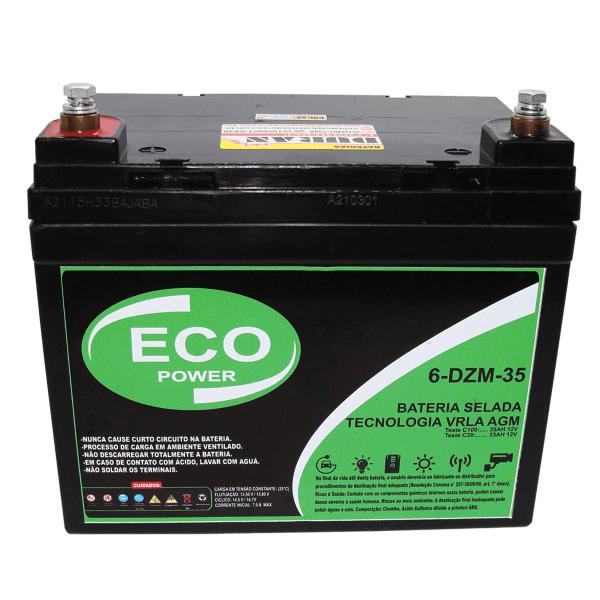 Imagem de Bateria Estacionária Eco Power 35ah 12v VRLA AGM Ciclo Profundo Bike Elétrica Cadeira de Rodas