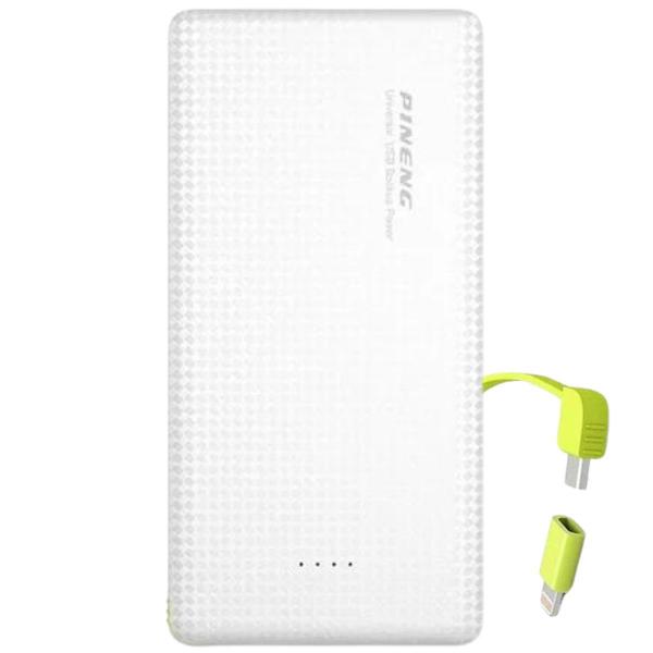 Imagem de Bateria Externa Pineng Power Bank 10.000mAh PN-951 Carregador Portátil com Cabo USB - Branco