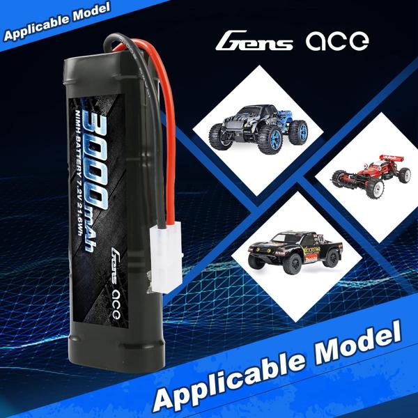 Imagem de Bateria Gens Cace 7,2 V 3000 mAh NiMH com plugue Tamiya para carros RC