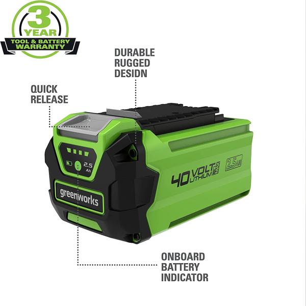 Imagem de Bateria Greenworks 40V 2.5Ah Lithium-Ion Genuine 75+ Tools