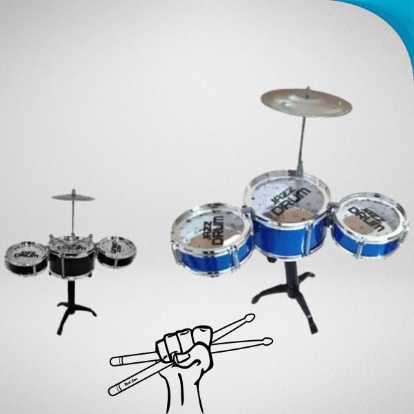 Imagem de Bateria Infantil Com 4 Tambores Baquetas e Banquinho Ideal Para Pequenos Músicos Original