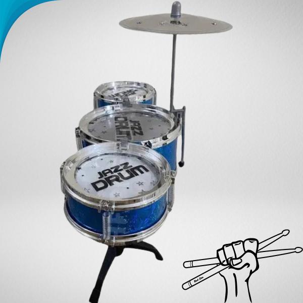 Imagem de Bateria Infantil Com 4 Tambores Baquetas e Banquinho Ideal Para Pequenos Músicos Original