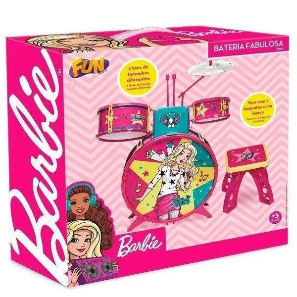 Imagem de Bateria Infantil com Banquinho Barbie Fabulosa FUN