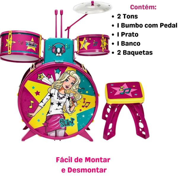 Imagem de Bateria Infantil com Banquinho Barbie Fabulosa