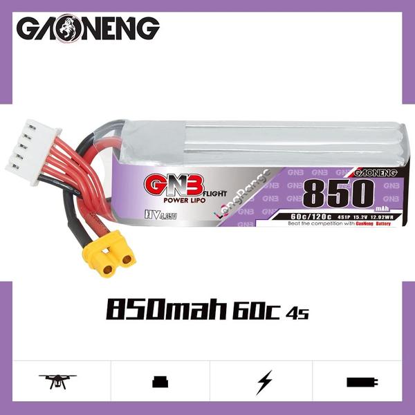 Imagem de Bateria LiPo GAONENG GNB 4S 850 mAh 15,2 V HV 60 C 120 C XT30