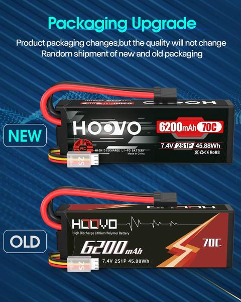 Imagem de Bateria Lipo HOOVO 7,4 V 620 mAh 70 C 2S com plugue Traxas (x2)