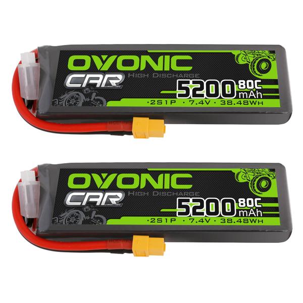 Imagem de Bateria Lipo OVONIC 2S 5200mAh 7,4V 80C com plugue XT60 (2 pacotes)