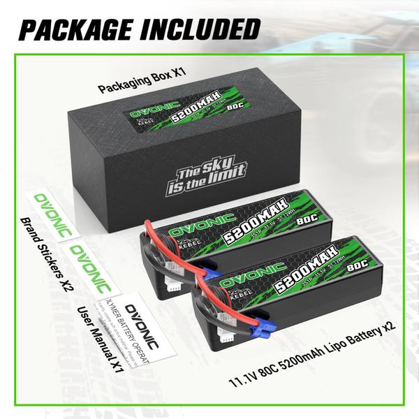 Imagem de Bateria Lipo OVONIC 5200mAh 11,1 V 80C com conector EC5 3S