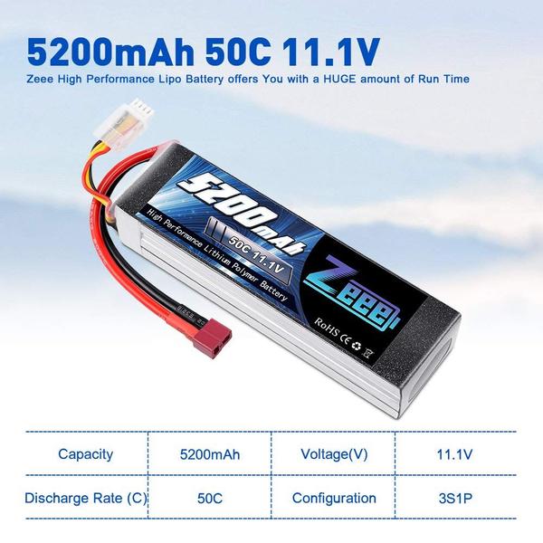 Imagem de Bateria Lipo Zeee 11.1V 5200mAh 50V 3S com conector Deans T