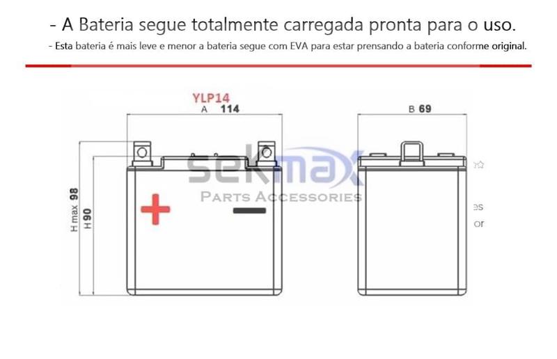 Imagem de Bateria Litio Lithium Aliant Ylp14 Yamaha R6 R-6 R 6 2003