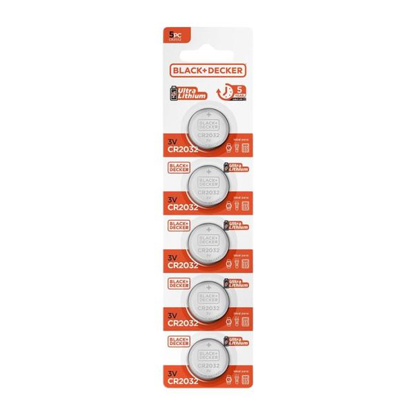 Imagem de Bateria Moeda CR2032 3V Blister Com 5 Unidades Black+Decker