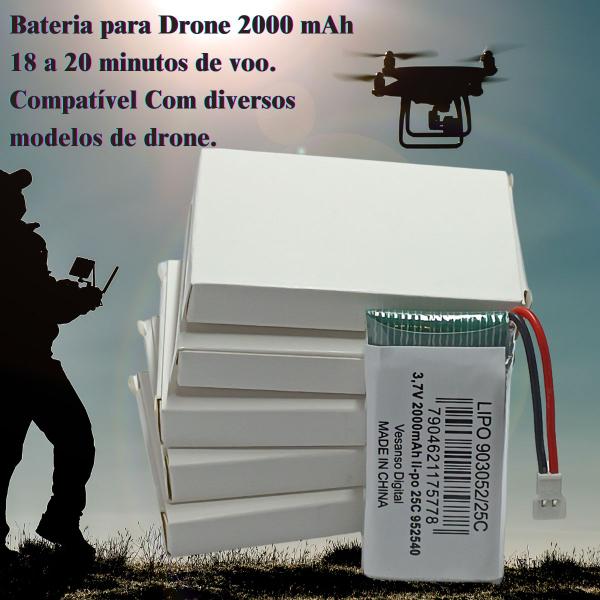 Imagem de Bateria Original Para Drone 3.7v 2000mah + Carregador 1x1