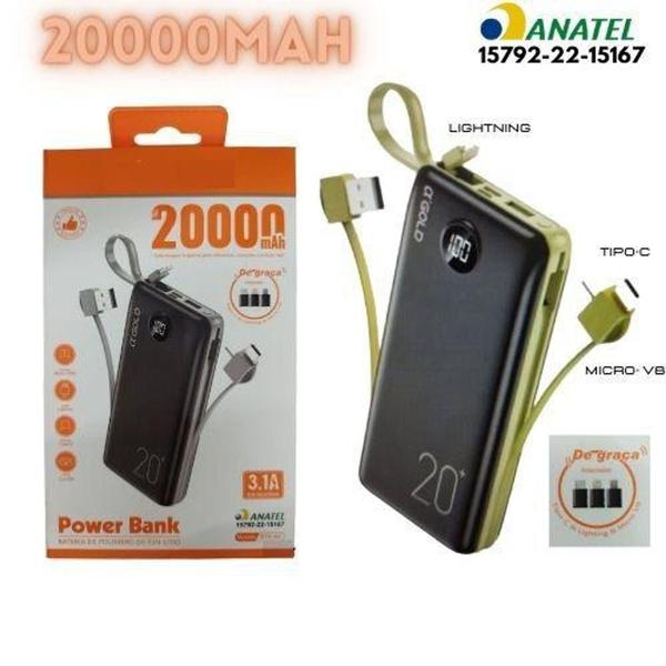 Imagem de Bateria Portátil 20000mah Power Bank Ios Tipo-C Micro V8 Usb 2 Usb 3.1A - a'gold