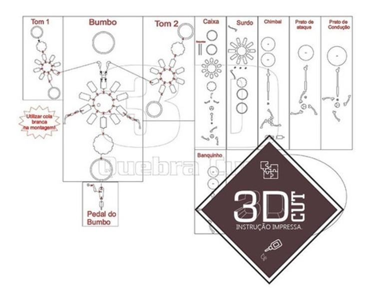 Imagem de Bateria Quebra Cabeça 3d. Miniatura Em Mdf