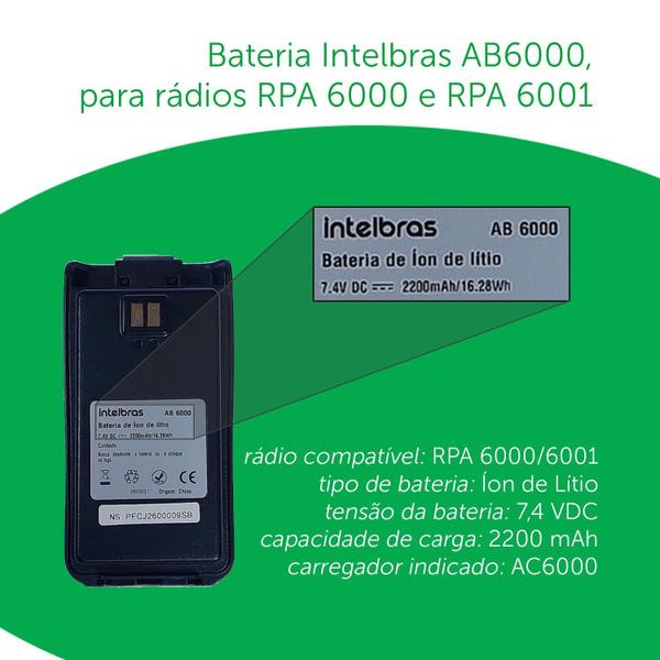 Imagem de Bateria Radiocomunicador Ht Profissional Intelbras Rpa 6000