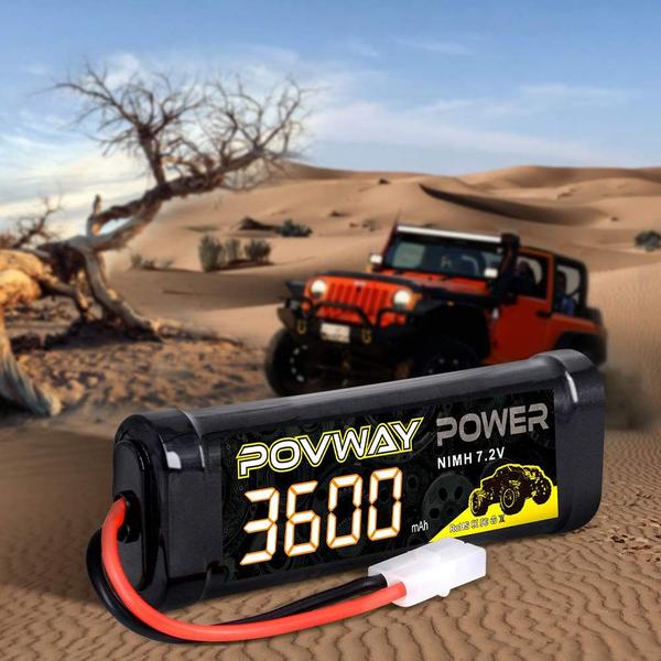 Imagem de Bateria RC POVWAY 7,2 V 3600 mAh NiMH com conector Tmiya - pacote com 2