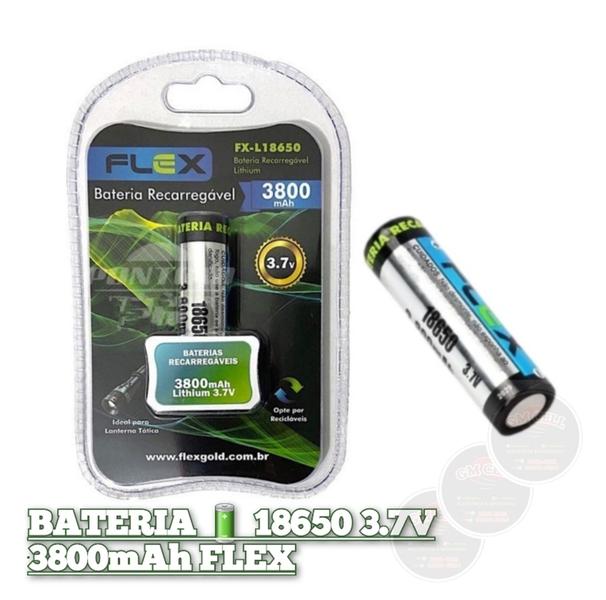 Imagem de Bateria recarregável 18650 3.7v 3800mAh marca flex