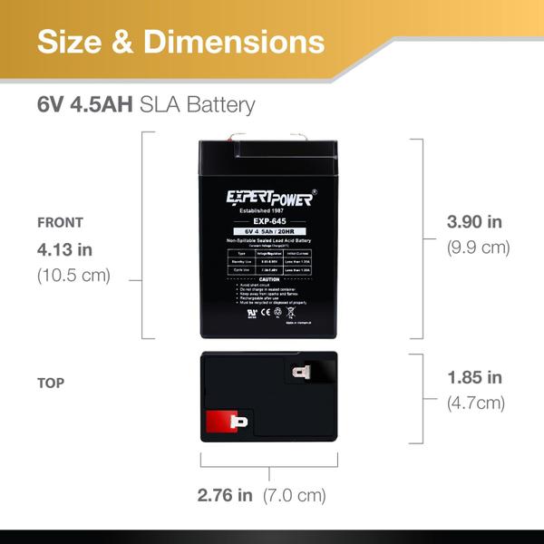 Imagem de Bateria recarregável 6V 4.5A ExpertPower (EXP645) - Alta performance e durabilidade