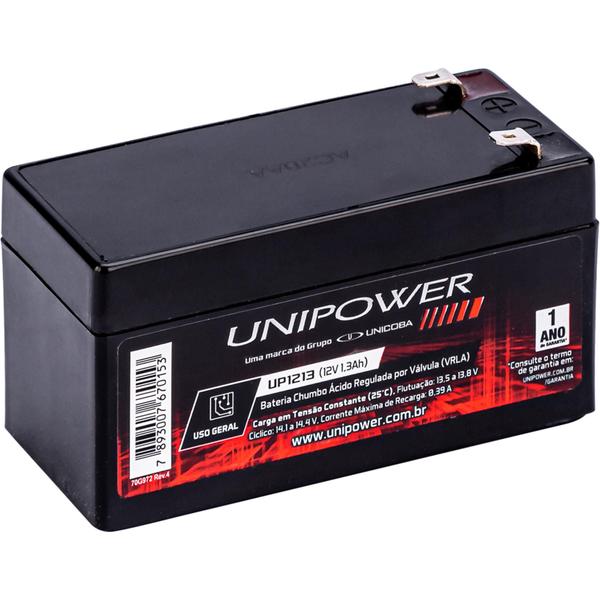 Imagem de Bateria Selada 12V 1,3Ah UP1213 Unipower