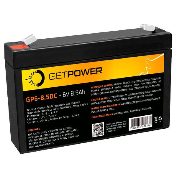 Imagem de Bateria Selada GetPower DC 6V 8,5ah  - Moto Elétrica