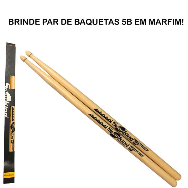 Imagem de Bateria Spanking Pro Fire Vinho Bumbo 22 Completa C/ Ferragem Cromada