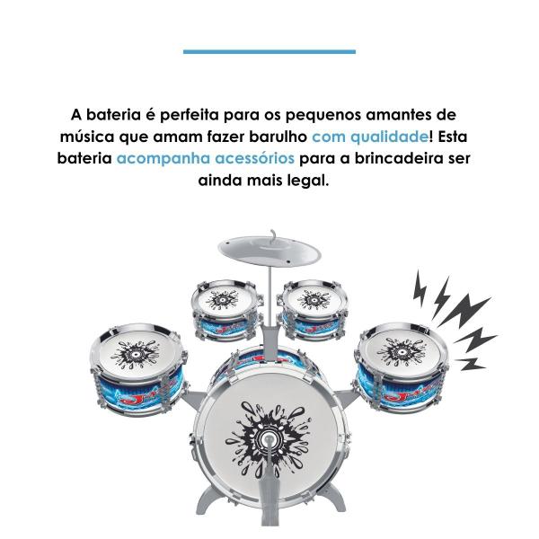 Imagem de Bateria Super Master Musical C/ Banquinho E 5 tambores + Acess. Infantil - Zoop