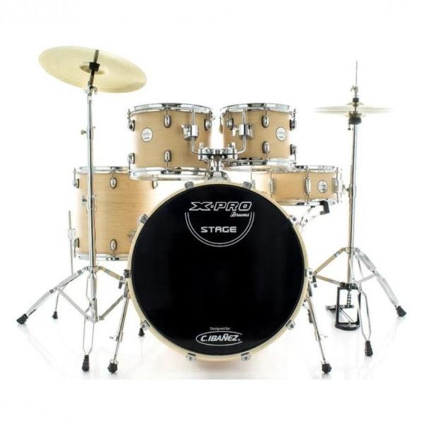 Imagem de Bateria X-Pro BAT720 STG Stage Series Completa Natural Wood c/ Banco e Pratos