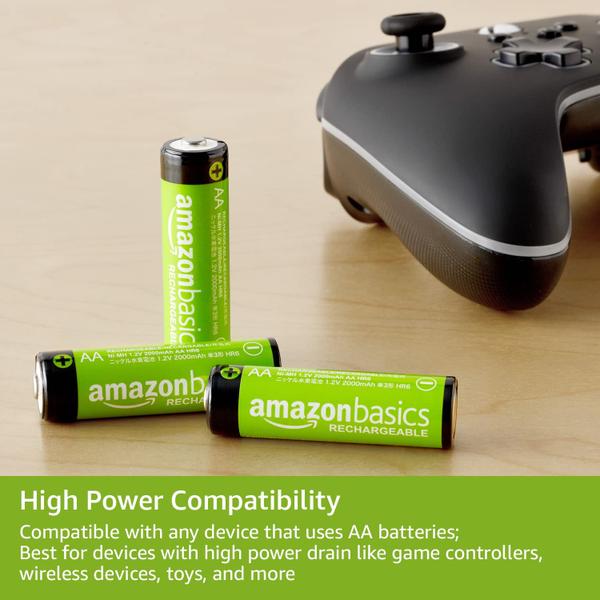 Imagem de Baterias recarregáveis Amazon Basics AA 2400mAh (pacote com 4)